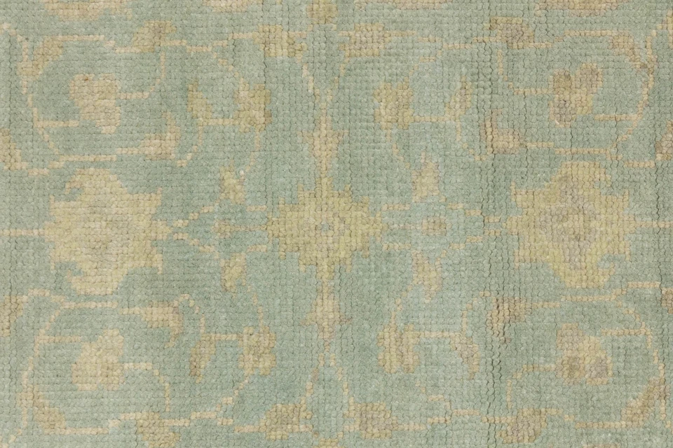 Muted Aqua Blue Floral Handmade Oriental Runner Rug Kitchen Decor Carpet 3X8 ft - Image 3 of 4