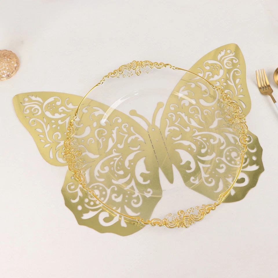 10 Gold Metallic Foil 14"x20" 3D Butterfly Wall Decals DIY Stickers Party - Image 3 of 4