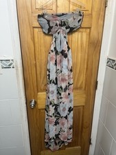Black and pink floral maxi dress, tube backless #floraldress