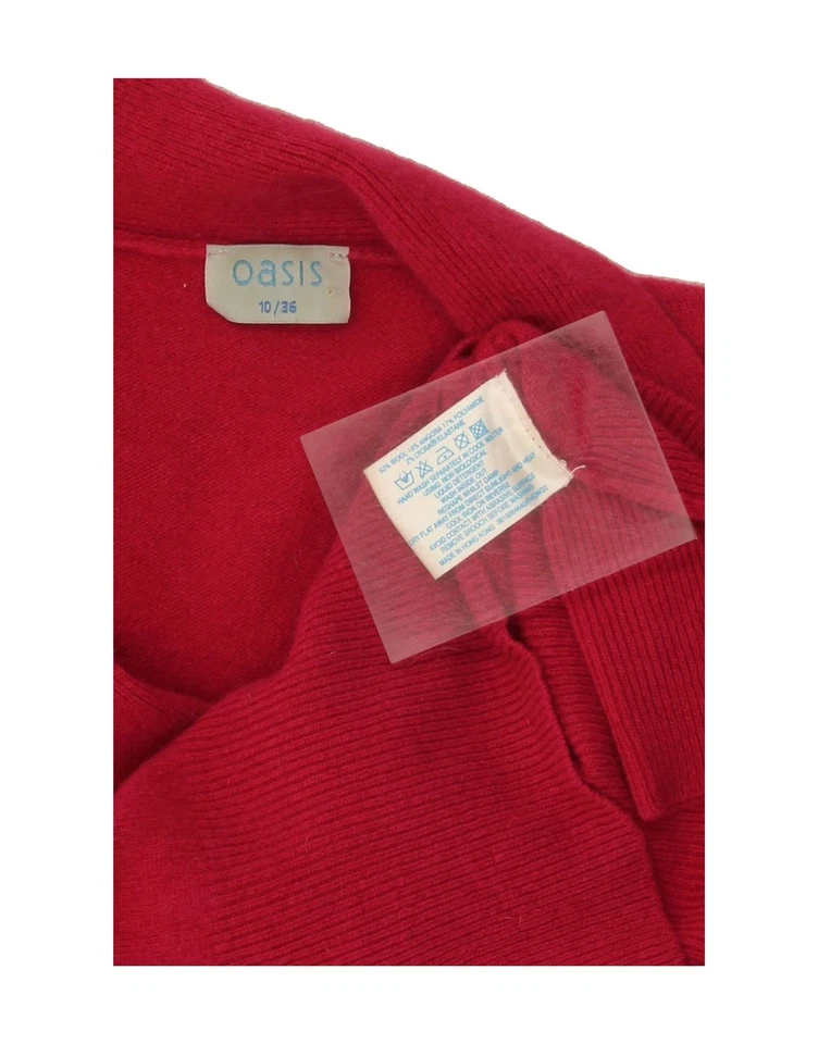 OASIS Womens 3/4 Sleeve Shawl Neck Jumper Sweater UK 10 Small Red Wool DS34 - Image 3 of 3