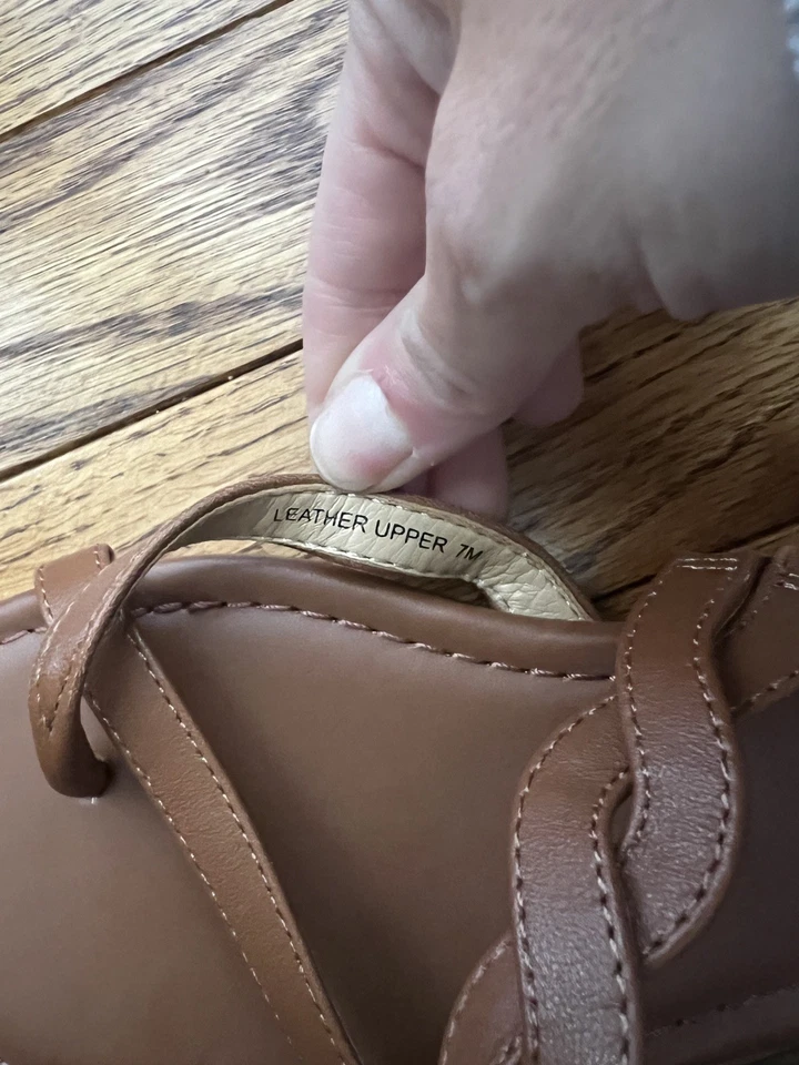 Sandalias Talbots para mujer talla 7M punta redonda con correa trenzada cuero marrón nuevas sin etiquetas Foto 4 de 4