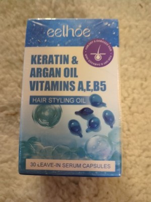 Eelhoe Keratin, Argan Oil, Vitamins A E B5 Hair Styling Oil - 30 capsules