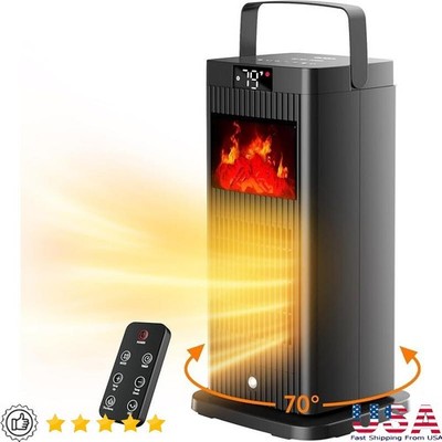 1500W Oscillating Space Heater W/ 3D Flame Effect PTC Ceramic Indoor ECO Mode US