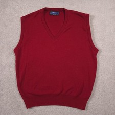 Jantzen Sweater Vest Mens Large Red V Neck Knit Pullover Made USA Acrylic