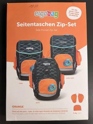 DEJ/PL/C:ERGOBAG Seitentaschen Zip-Set für Ergobag ab 2019/20 Fb.Orange 3tlg NEU