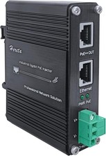Hardened Industrial Gigabit PoE++ Injector 12-48VDC Input with DIN-Rail and Wall