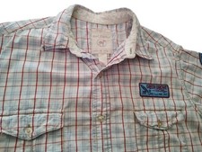 Red Camel Shirt Green Grove Valley Surf Short Sleeve Red Plaid Patch Mens Large