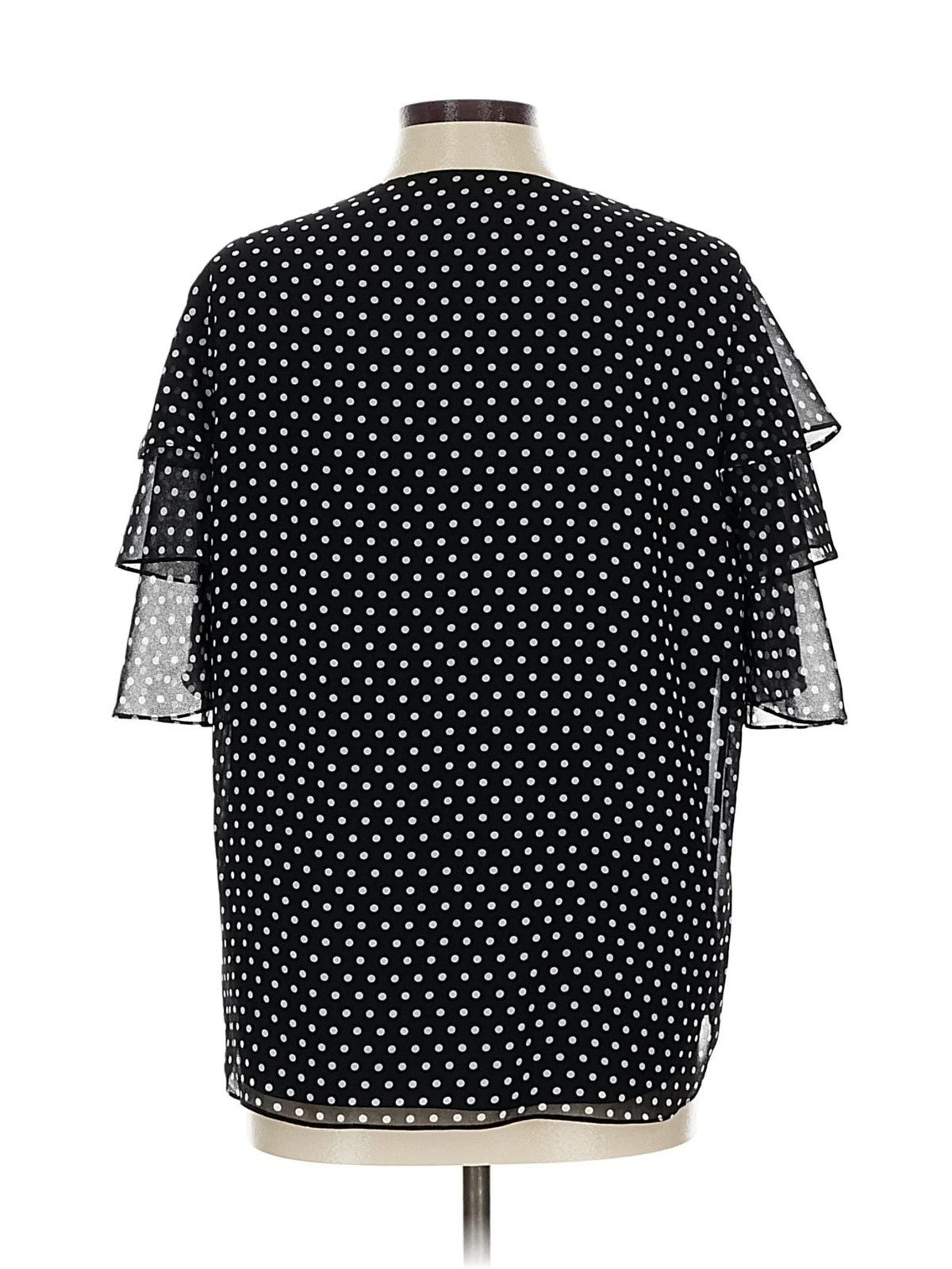 Calvin Klein Women Black Short Sleeve Blouse L thumbnail 2