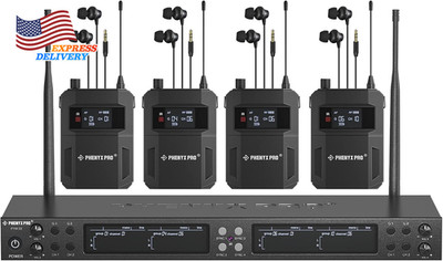 Quad-Channel Wireless in Ear Monitor System Mono IEM System W/ 4 Bodypacks