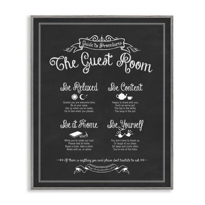 Stupell Industries The Guest Room Guide, Design by Lettered and Lined Gray Fr...