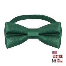 Boys Bow Tie Pre-Tied Adjustable Kids Bow Ties Solid Color Toddler Bow Green