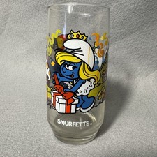Libbey Clumsy Smurf & Smurfette Drinking Glasses Wallace Berrie Co