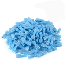 100 Pcs Blue Nylon Female Spade Connectors 16-14 AWG Quick Disconnect Wire Te...