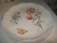 4 Piatti da Pranzo Lenox Farfalla Prato Smerlati