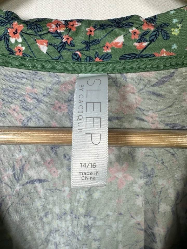 sleep by cacique Pajama Set Green Floral Size 14/16 - Image 3 of 4