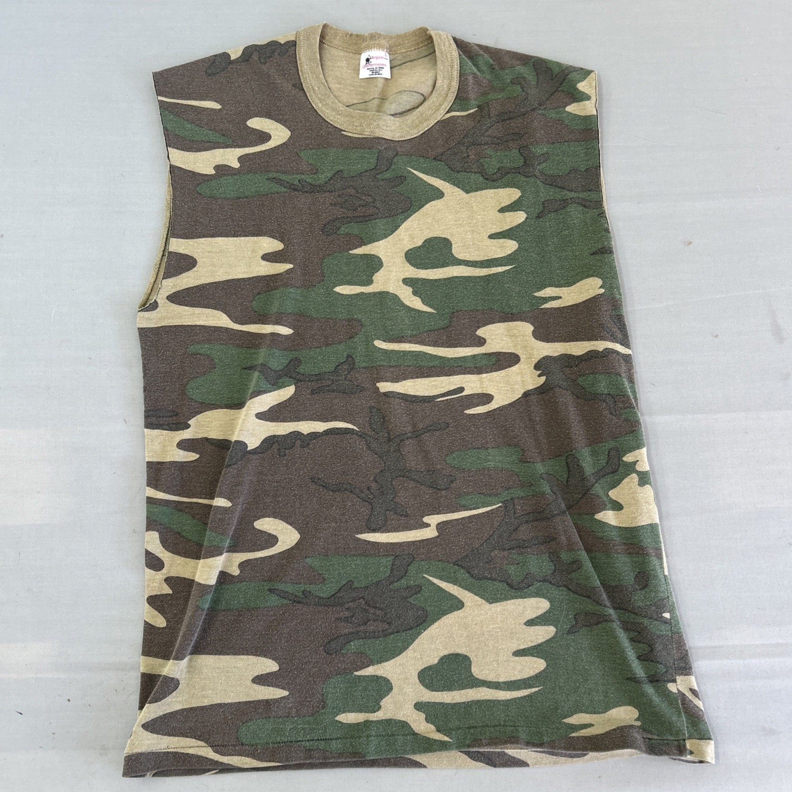 Vintage Brigade Quartermasters Single Stitch Camo Cutoff T Shirt Large