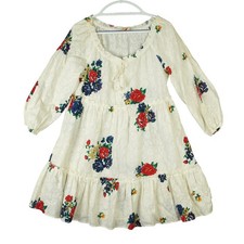 Tory Burch Floral Embroidered Ruffle Tassel Cover-Up Dress Size S Boho White