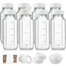 8 Pack 16 Oz Reusable Glass Milk Bottles w 100 Airtight Heavy Duty SCREW Lid