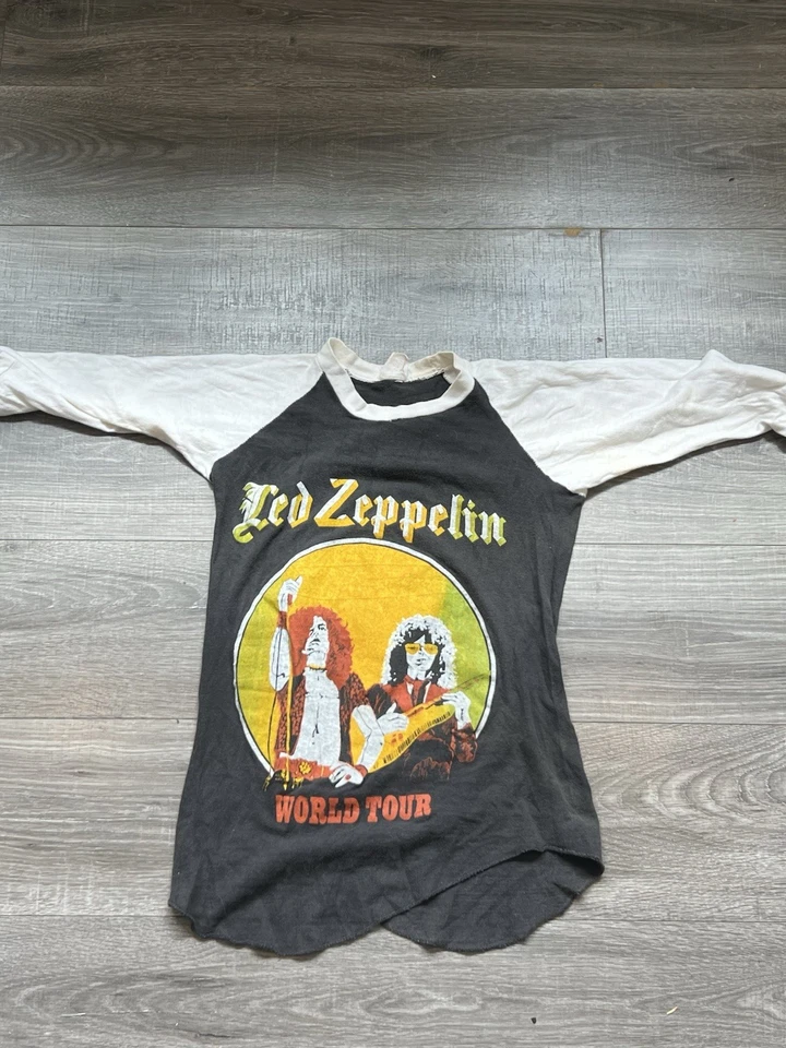 Vtg Led Zeppelin shirt 1977 World Tour small raglan Swan Song double sided - Image 2 of 4