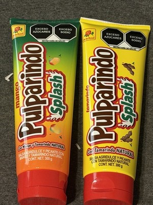2 pack de la Rosa Pulparindo Splash Mango Tamarind Gummy Tube 300g Mexican Candy