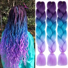 3 Packs 24Inch Kanekalon Braiding Hair Extensions Ombre Jumbo Synthetic Braids H