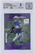 Justin Herbert Chargers Signed 2021 Panini Prestige #192 #/149 BAS 9/10 Card