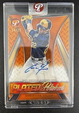 Christian Yelich 2025 Topps Pristine Plated & Polished Auto Brewers Orange /25