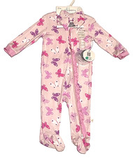 Milkberry Bamboo Sleeper Pajamas Butterfly Ruffles 2Way Zipper New Girl Baby 6-9
