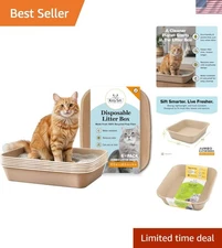 Jumbo Disposable Cat Litter Box - 6 Count, Eco-Friendly & Portable, Odor Control