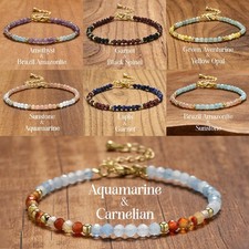 Natural Black Spinel Garnet Beaded Bracelet W...