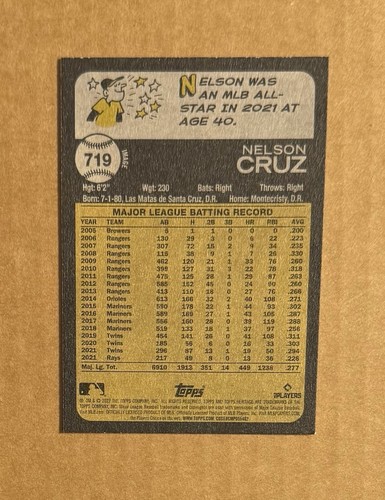 2022 Topps Heritage High Number - Image Variation Nelson Cruz #719 - Picture 2 of 2