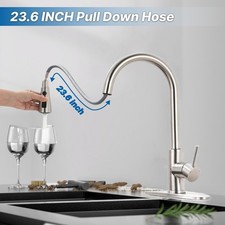Commercial Kitchen Sink Faucet Pull Down Out Sprayer Mixer Tap Brushed Nickel