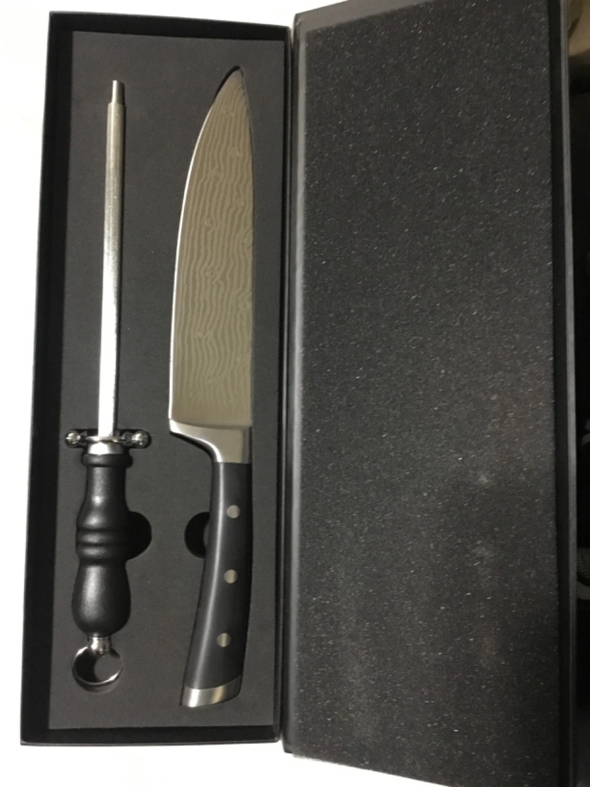 New Premium Chef Knife & Honing Rod Sharpener 2 Piece Set