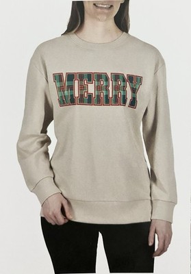 STATE OF MINE Woman s  MERRY Sweatshirt Size XL NWT Christmas.