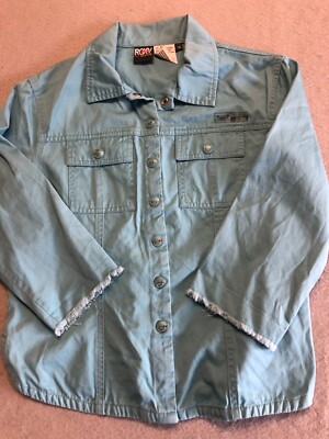 Roxy Quiksilver Jacket Women's Medium Lightweight Snap Up Cotton Casual