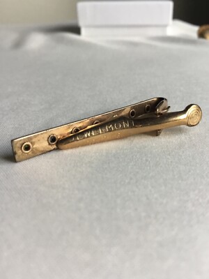 Pince De Cravate Vintage Jewelmont En Or 1/20 12K Plaqué - Avec 7 Strass, Occasion, Couleur Or