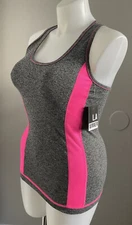NWT-L.A.WINNER WOMENS ACTIVE TOP RACERBACK ,STRETCH,SIZE L,FUCHSIA/GRAY COLOR