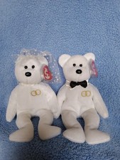 Beanie Babies Ty Mr/Mrs White Bears 2001 Retired.