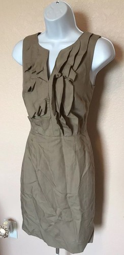 Antonio Melani Light Brown Ruffle Bust Sheath Wear to Work Dress Size 2 - Picture 2 of 6