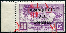 ANDORRE ESPAGNOL SURTAXE AÉRIENNE (Maury) N° 2B NEUF** NON ÉMIS Variété (9)
