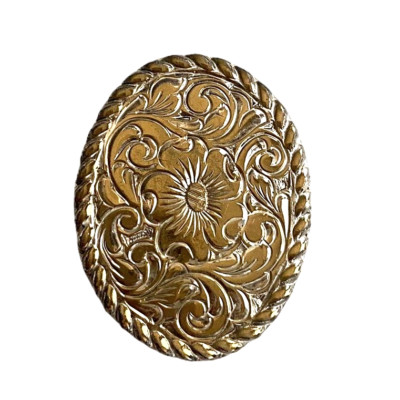 Bolo Tie Buckle Western Silver & Gold Tone Crumrine 1.75'' Oval Vintage