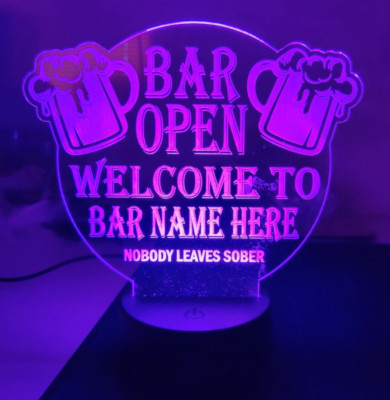 personalisierte Bar Mancave Bar offen LED Schild beleuchtet personalisiert Garten Pub Club