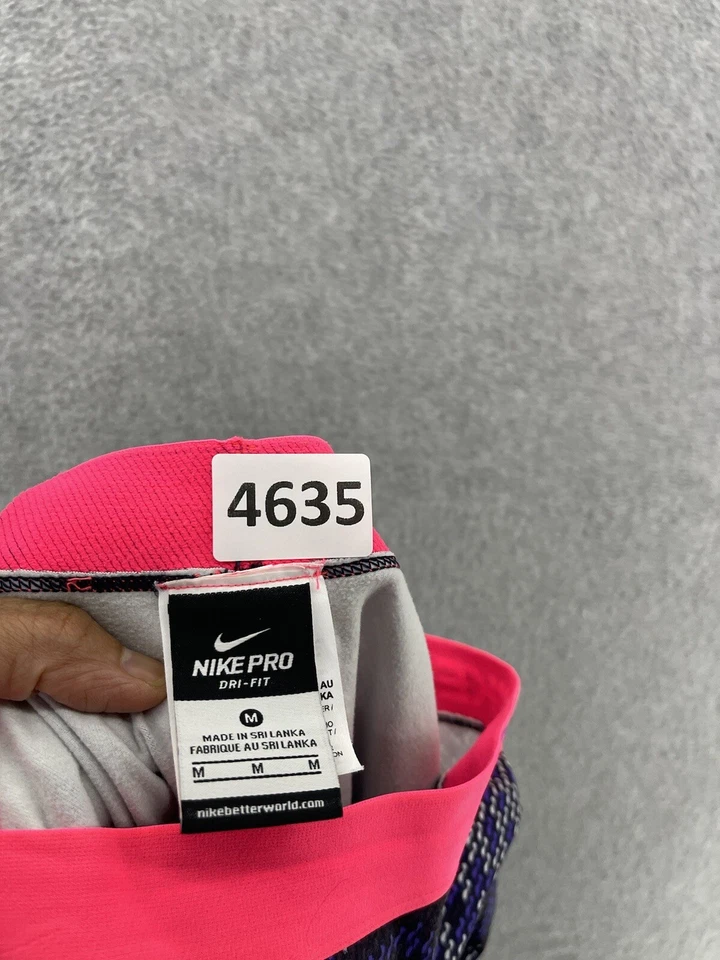 Nike Pro Mujer Leggings Púrpura Abstracto Rosa Neón Talla Mediana Largo Completo Foto 4 de 4