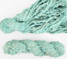 sky blue cotton fuzz ribbon, frizzy edge fibre, macrame weaving textile light