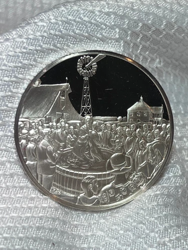 1980 FM Sterling Silver 31.35G Proof Baptism In Kansas John Steuart Curry