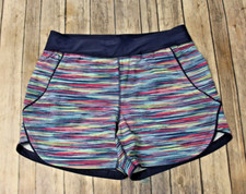 Lands' End Womens 10 Navy Striped Drawstring Waist Swim Shorts Lined Pockets
