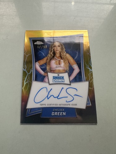 2025 Topps Chrome WWE Autograph Gold Refractor Chelsea Green /50 - Picture 5 of 10