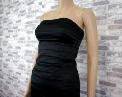 BEBE DAMEN STRETCH SEIDE FEST PARTY ABEND KLEID SCHWARZ  XS 34 