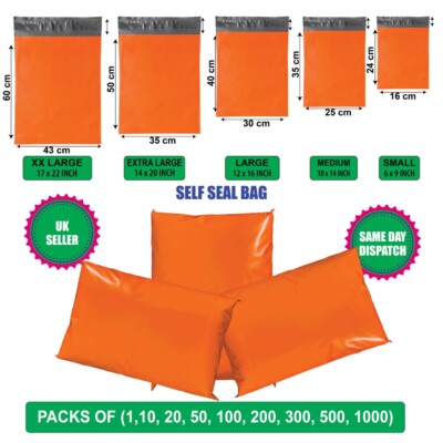 Orange Post Versandtaschen Porto farbig Kunststoff Verpackung Paketversand 