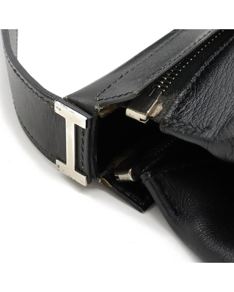 Pre Loved Hermes Herbag Zip Black Leather Shoulder Bag Shoulder Bags